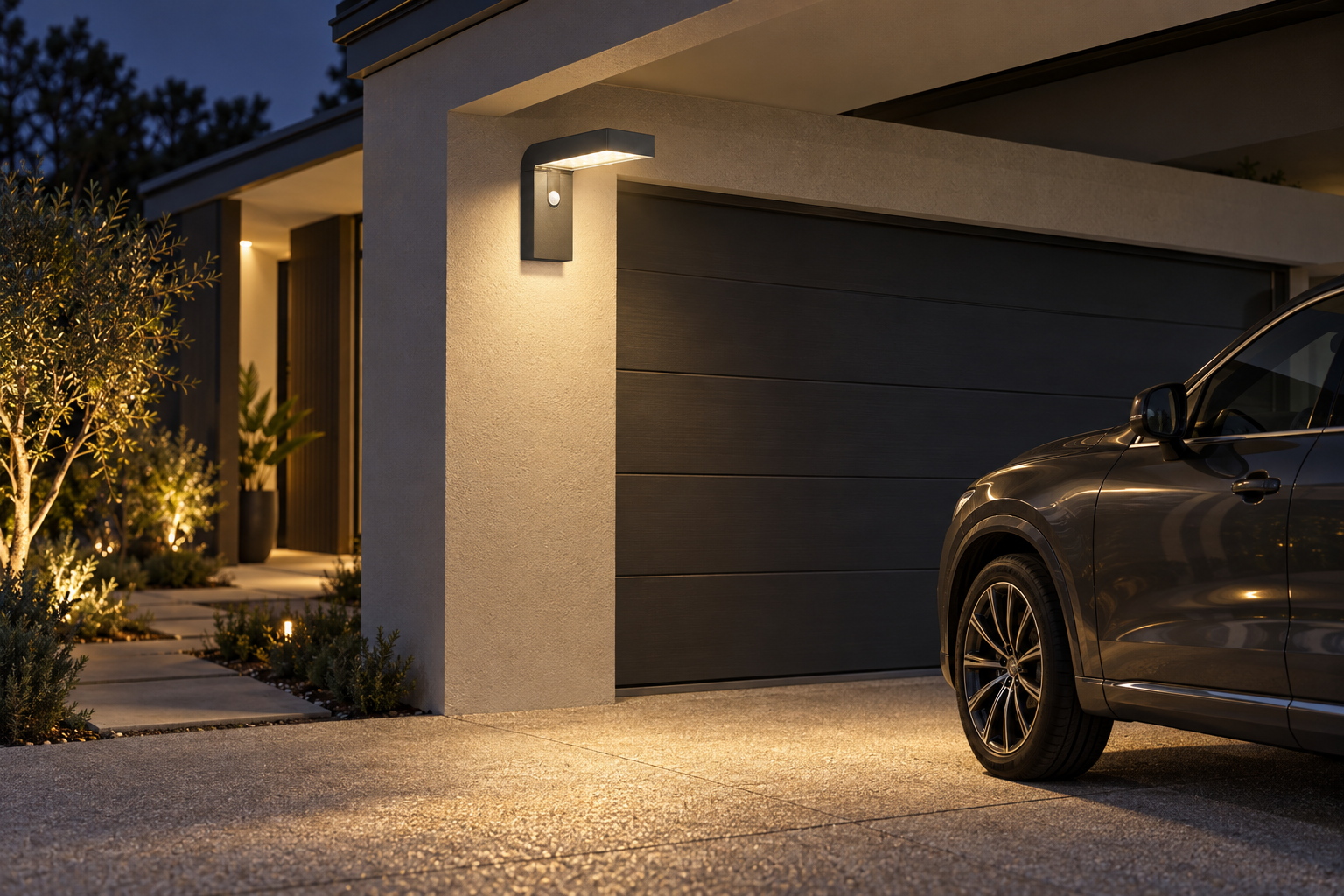 Alya Black Solar LED Cordless Wall Light with Sensor