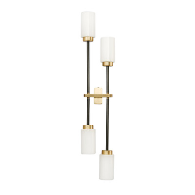 Sleek Asymmetric Black Arms with Cylindrical Glass Wall Sconce