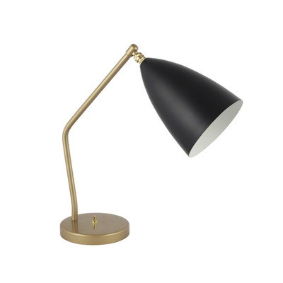 Long Conical Shade Bent Steel Table Lamp - Black