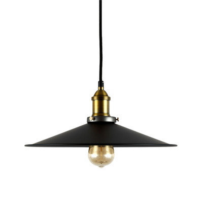 Andy Black and Brass Wide Cone Pendant Light