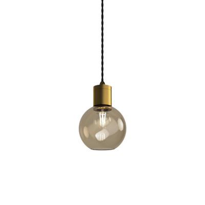 Parlour Old Brass Sphere Amber Glass Pendant Light