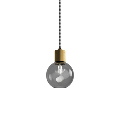 Parlour Old Brass Sphere Smoke Glass Pendant Light
