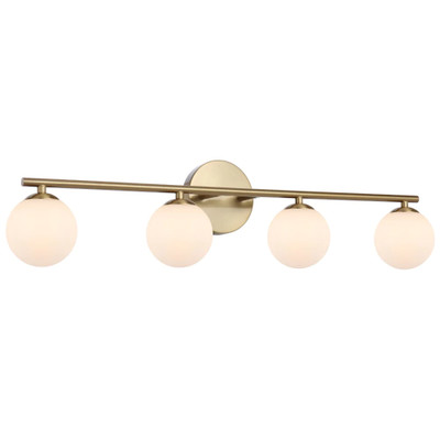 Morgan 4 Light Antique Gold Opal Glass Wall Light