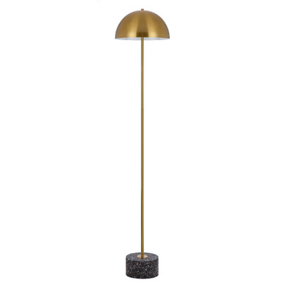 Durban Black Terrazzo and Gold Dome Floor Lamp