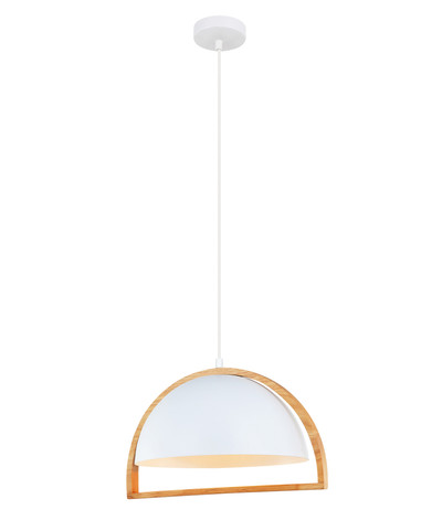 Sendai Wood Framed White Dome Pendant