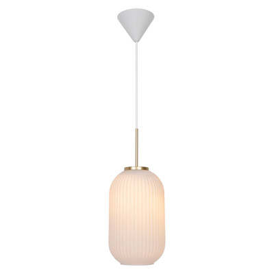 Milford 20 Oval Opal Glass Brass Pendant Light