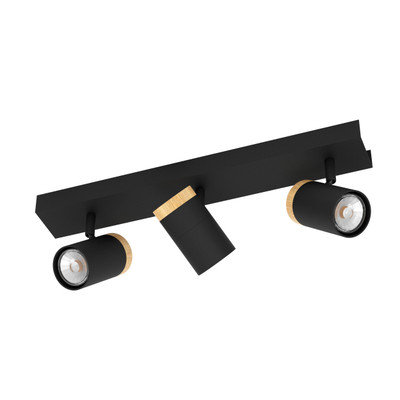Cartagena Black and Wood Triple Spot Light