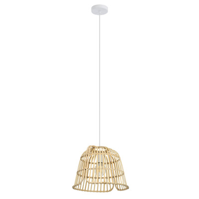 Glyneath Natural Wood White Pendant Light