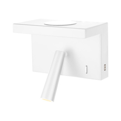 Charge White Trio LED Wall Lamp with Wireless Charging and USB Port