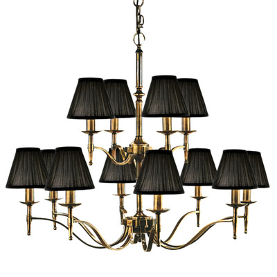 Stanford 12 Light Brass Chandelier - Black
