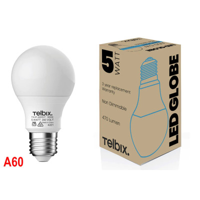 5W Traditional Dimmable Daylight E27 A60 LED Bulb