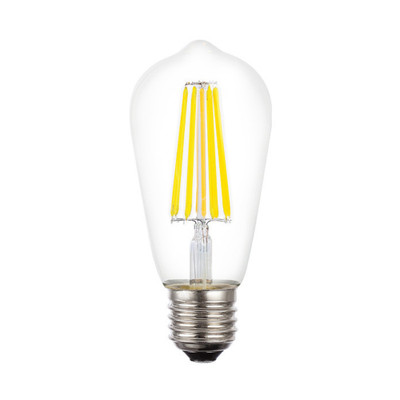 8W Straight Tubular Clear Dimmable Cool White E27 ST64 LED Bulb