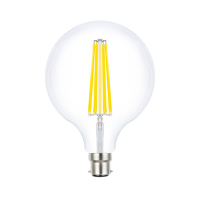 8W Spherical Filament Clear Glass Cool Daylight B22 G125 LED Bulb