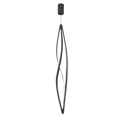 Vertical Wavy Helix Multi-Light LED Pendant - Black