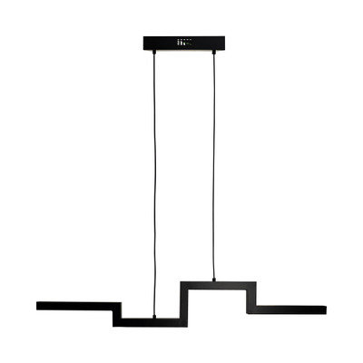 Black Abstract Angular Lines Quadruple LED Pendant Light