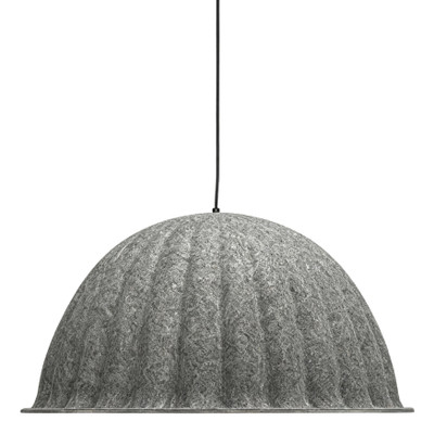 Oversized Dome Grey Textured Fabric Pendant Light