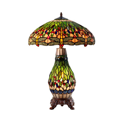 Dragonia Green Glass Tiffany Table Lamp
