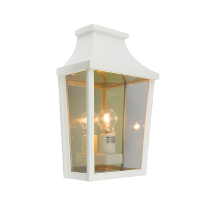 London Flush White Lantern Wall Light