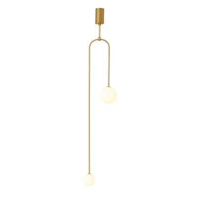 Arched Twin Light Brass Pendant