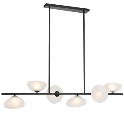 Zaria Black Frosted Glass 6 Light Horizontal Pendant
