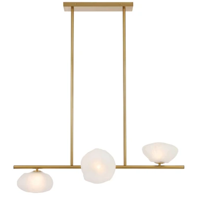 Zaria Gold Frosted Glass 3 Light Horizontal Pendant
