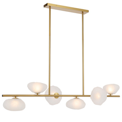 Zaria Gold Frosted Glass 6 Light Horizontal Pendant