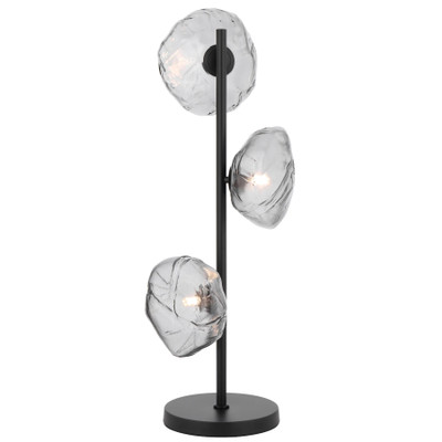 Zaria Matt Black Smoked Glass Table Lamp