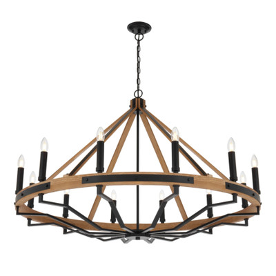Isthmus 12 Light Ash Wood Farmhouse Pendant