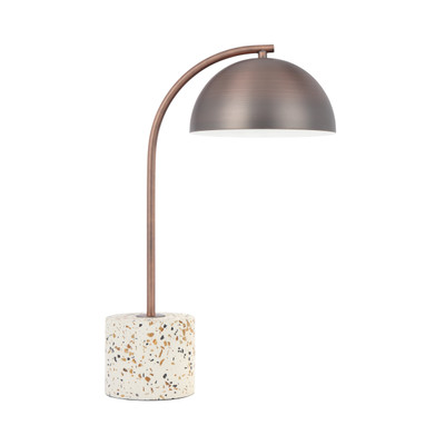 Ortega White Terrazzo Bronze Dome Table Lamp