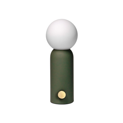 Ele Portable Opal Glass Green Table Lamp