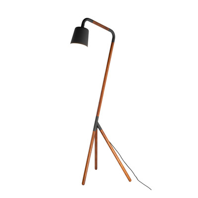 Arc KD Wood Black Tripod Floor Lamp