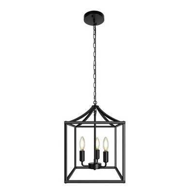 Hedley Matt Black Open Lantern Chain Pendant