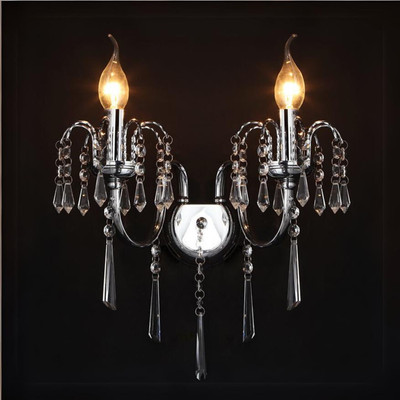 New Orleans Twin Light Chrome Crystal Wall Lamp
