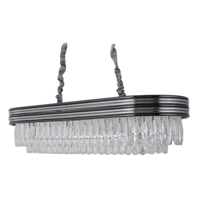 Rowland Black Chrome Oval Glass Chandelier