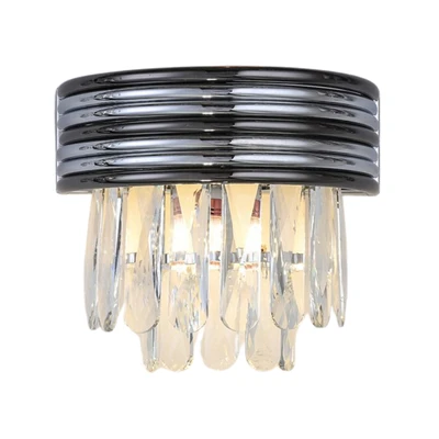 Rowland Black Chrome Twin Light Glass Wall Lamp