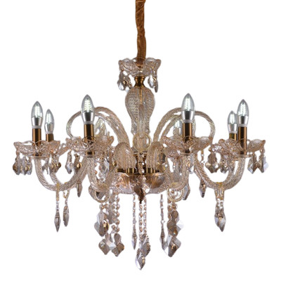 Texas 8 Light Gold Amber Glass Chandelier