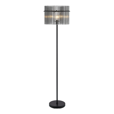 Quincy Smoke Glass Black Floor Lamp