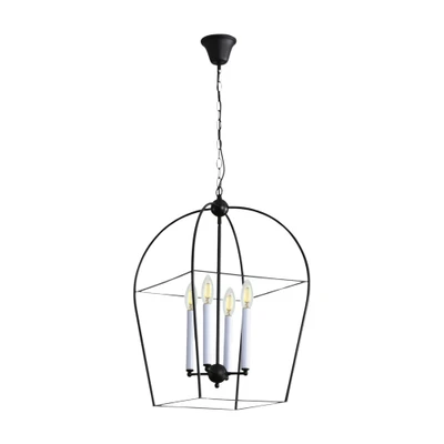 Brandon Open Metal Cage Black Pendant Light