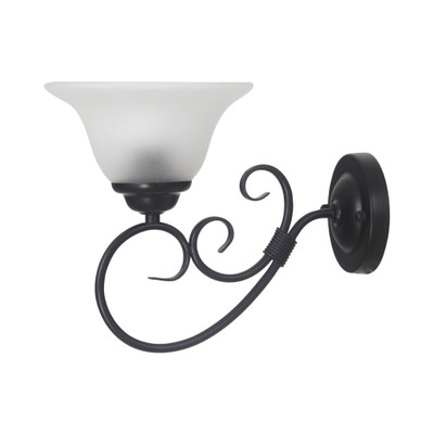 Ganymede Frosted Glass Black Up Wall Light