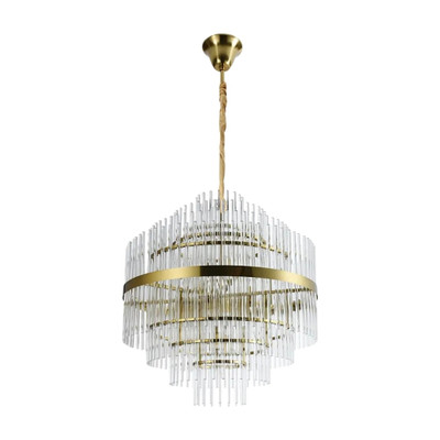 Chloe Fluted Glass Tiered Gold Diamond Pendant