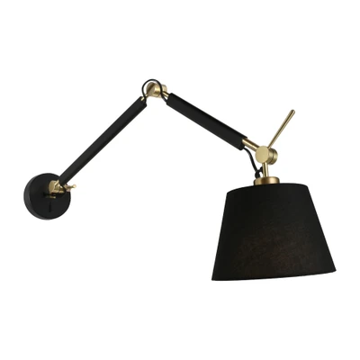 Alsta Black Gold Adjustable Single Armed Wall Light