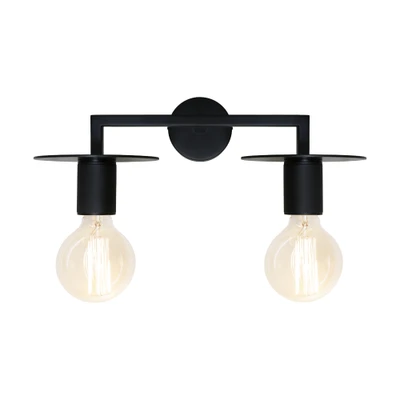 Inka Black Bare Bulb Twin Light Wall Lamp