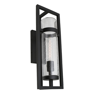 Toulon Clear Stippled Glass Black Metalware Wall Light