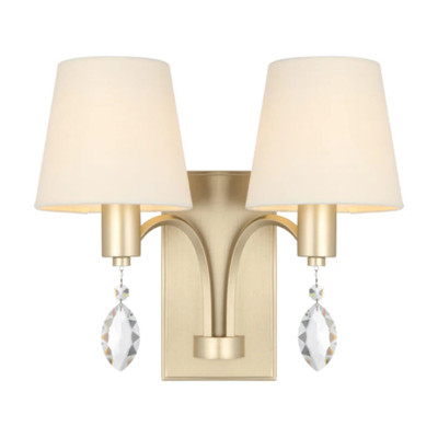 Malvern Champagne Gold Transitional Twin Wall Light