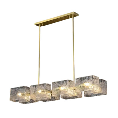 Falls 8 Light Linear Brass Textured Glass Chandelier