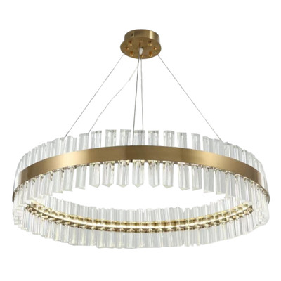 Athena Round Gold Crystal Glass Pendant Chandelier