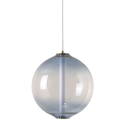 Oslo Round Handblown Blue Glass with LED Light Rod Pendant Light