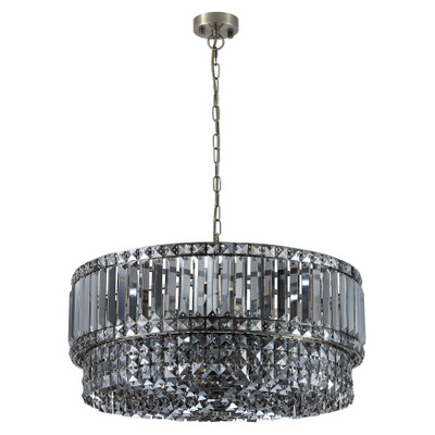 Devine Smokey Black Drum Crystal Pendant Chandelier