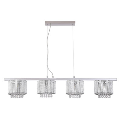 Mistral Chrome Crystal Quad Light Linear Pendant