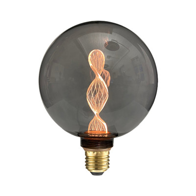 3.5W Black Round Glass Twisted Pillar LED Bulb